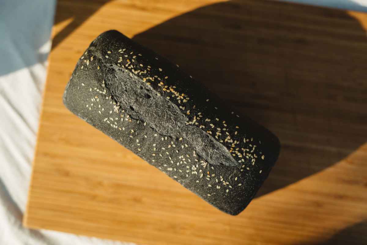 Traditional Icelandic lava baked bread Icelandic lava bread with sesame seeds on top