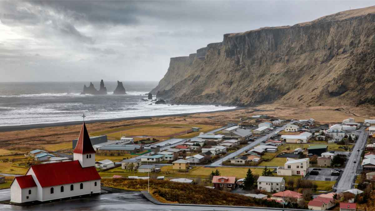 Panoramic views of Vik in South Iceland