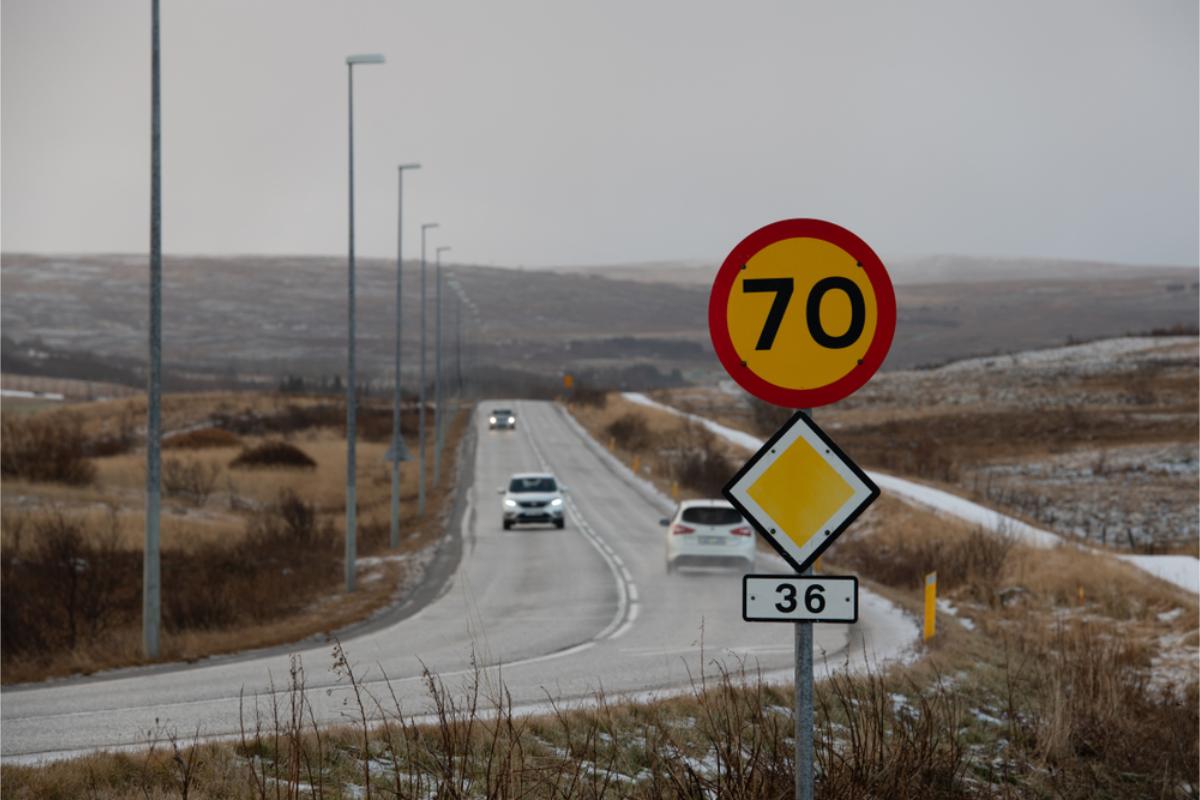 Speed limit sign in Iceland's Ring Road Speed limit sign in Iceland's Ring Road