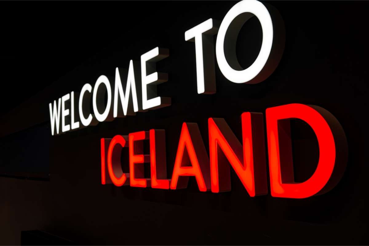 Welcome board at Keflavik International Airport