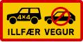 Difficult road 4x4 sign