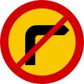 Right turn prohibited sign