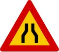 Road narrows on both sides sign