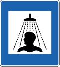 Sign showing shower facilities