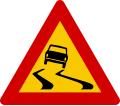 slippery road sign warning
