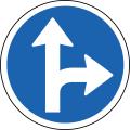Turn right or straight sign