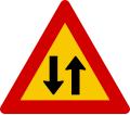 Traffic flows in both directions ahead