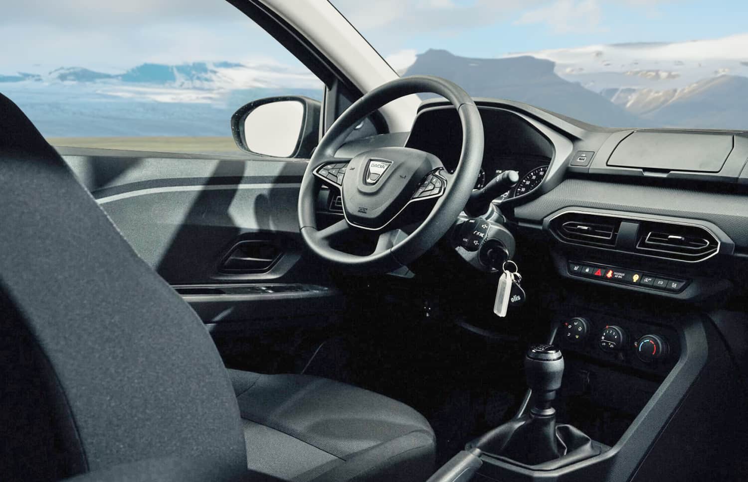 Dacia Jogger negro, manual, de 7 plazas con GPS, USB y asientos calefactables; coche espacioso para viajes en grupo y en familia por Islandia.