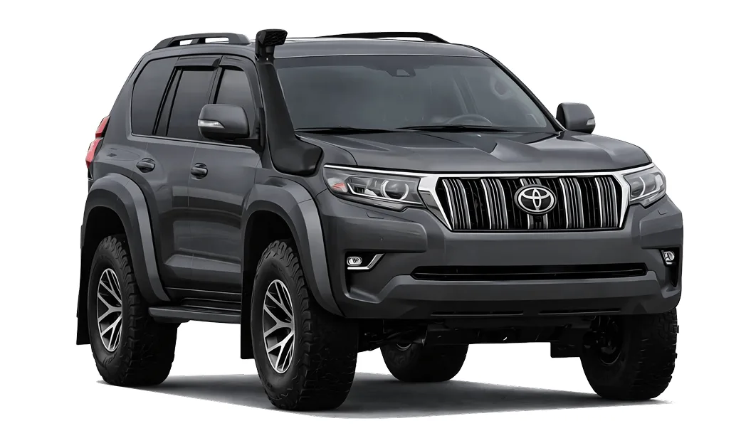 4x4 model Toyota Land Cruiser 150 in a light greyish tone, a reliable option for tough roads