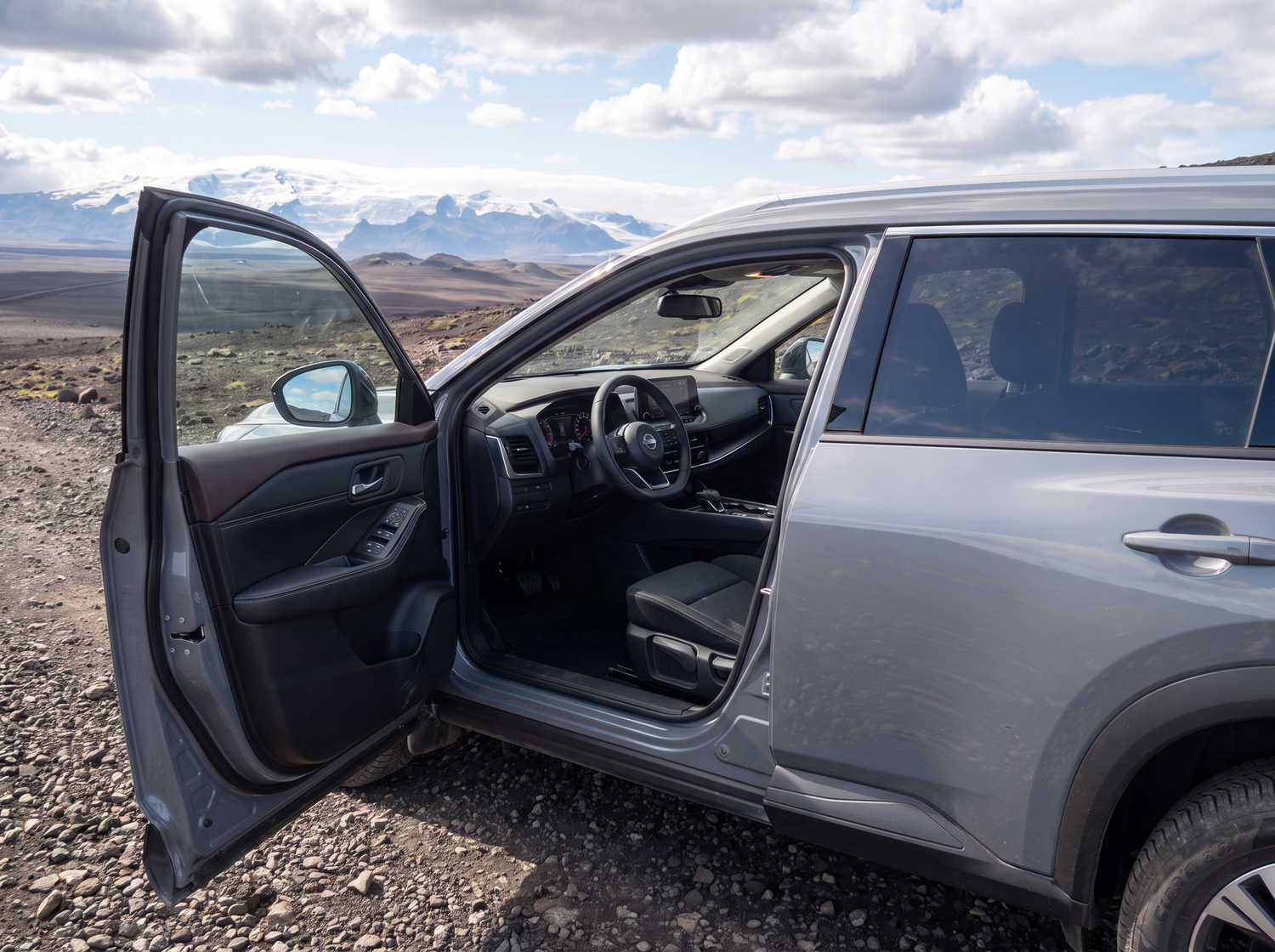 Nissan X-Trail. Perfect for off-roading in Iceland's rugged terrains, this SUV rental offers safety features and ample space, ideal for long trips along the ring road and beyond.