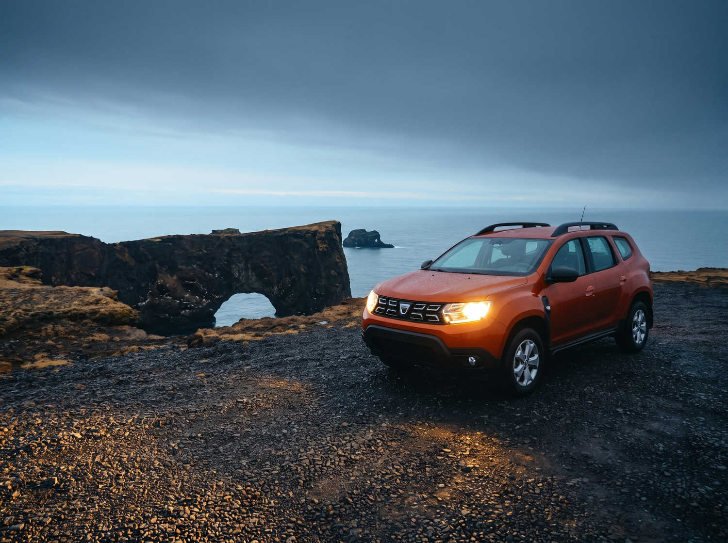 Dacia Duster Used. A reliable 4x4 rental vehicle in Iceland, perfect for off-road driving on Iceland's F roads with unlimited mileage for rugged terrain exploration.