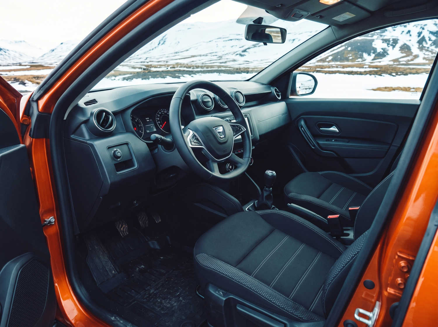 Dacia Duster Used. A reliable 4x4 rental vehicle in Iceland, perfect for off-road driving on Iceland's F roads with unlimited mileage for rugged terrain exploration.
