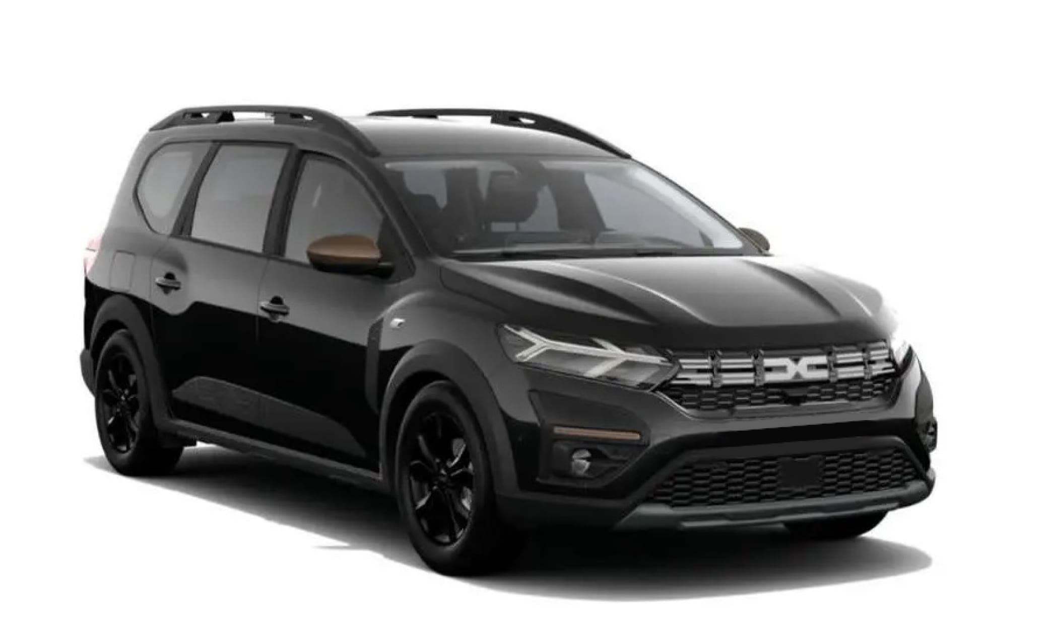 Dacia Jogger negro, manual, de 7 plazas con GPS, USB y asientos calefactables; coche espacioso para viajes en grupo y en familia por Islandia.
