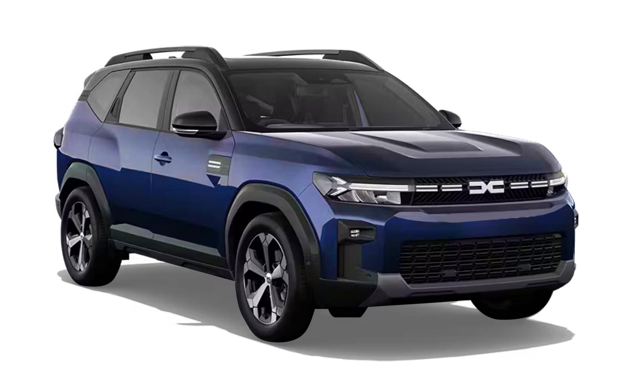 Dacia Bigster blu con cambio manuale e trazione integrale, 5 posti e spazio per 4 bagagli, progettato per le strade impervie dell’Islanda con il massimo comfort.